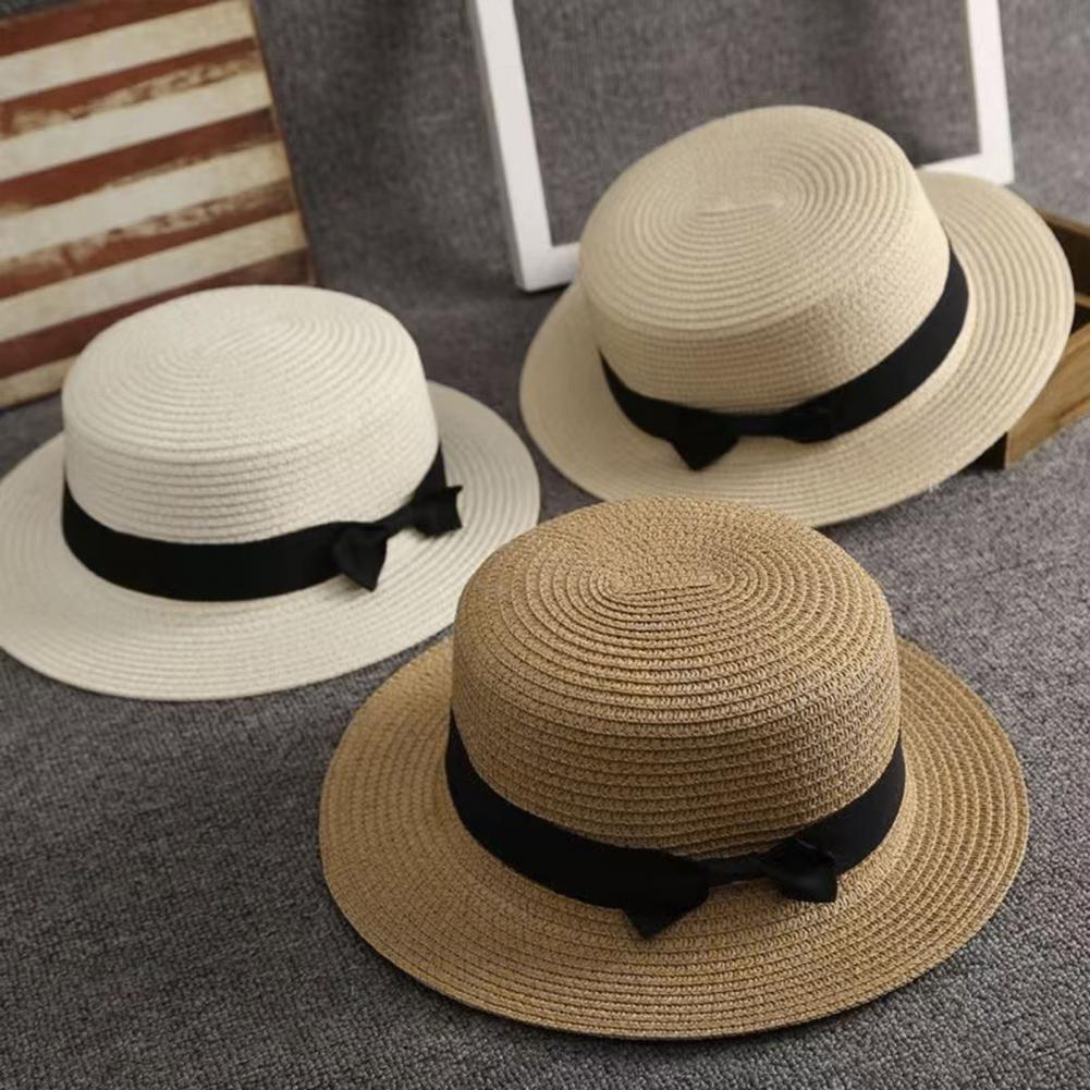 Beach Straw Hat Flat Top Wide  - Sun Hat Wide Brim 评论和价格