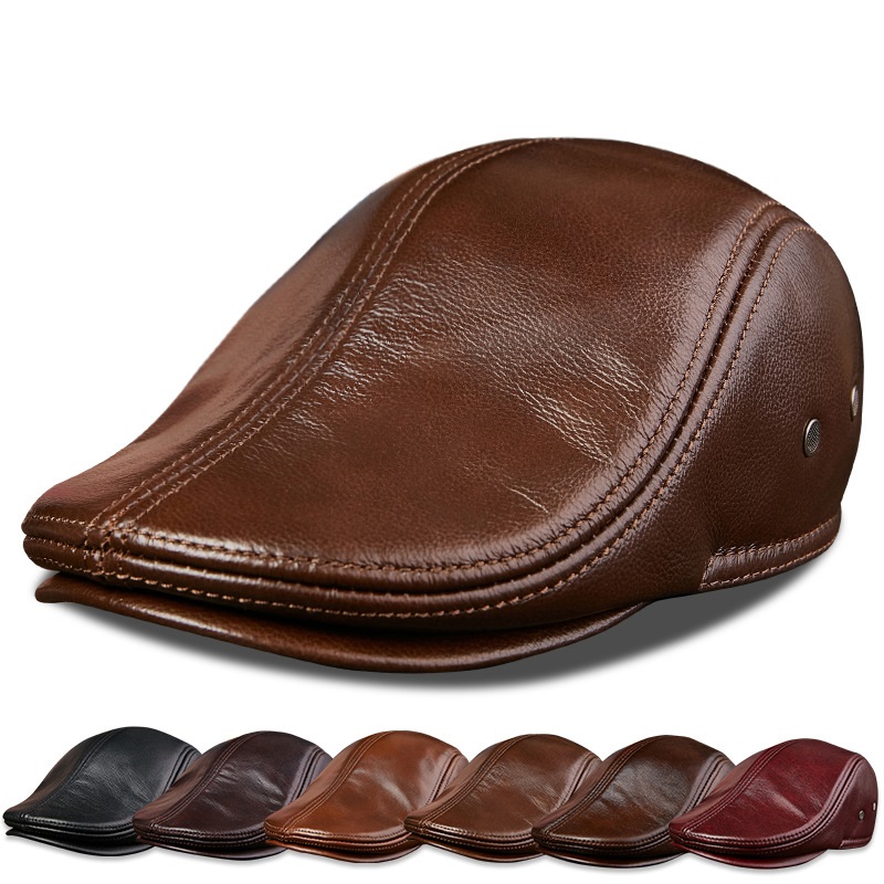 Genuine Cowhide Leather Men Be - Baseball Cap Structured 评论和价格