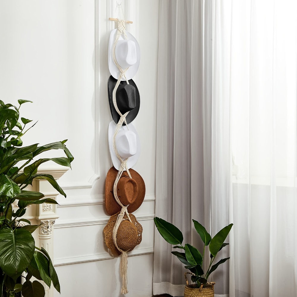 Bohemian Macrame Hat Hanger Ha - Sun Hat Wide Brim 评论和价格