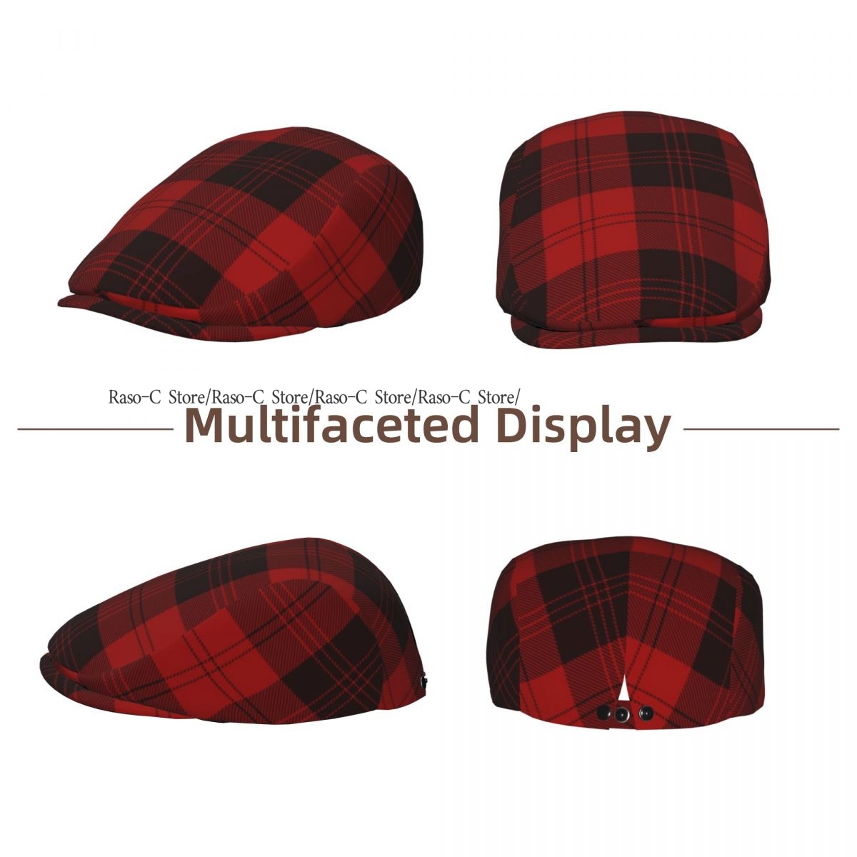 Adult Flat Cap Red Plaid Tarta - Newsboy Cap Ivy 评论和价格